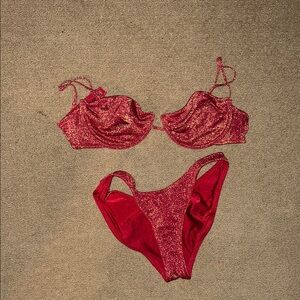 Unworn Triangl Sparkling Red Bikini Set